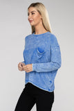 Washed Ribbed Dolman Sleeve Round Neck Top - 3 Color Options