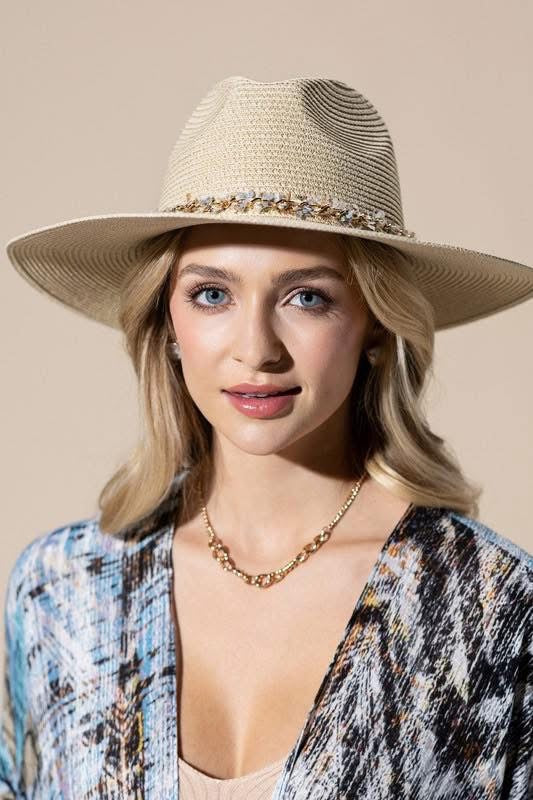 Confetti Braided Chain Band Straw Hat