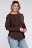 Plus Long Sleeve Round Neck Round Hem Top - 5 Color Options