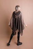 Herringbone Tweed Hooded Frayed Edge Poncho - Multiple Color Options