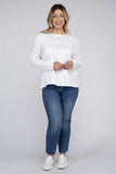 Plus Cotton Crew Neck Long Sleeve T-Shirt - Multiple color options