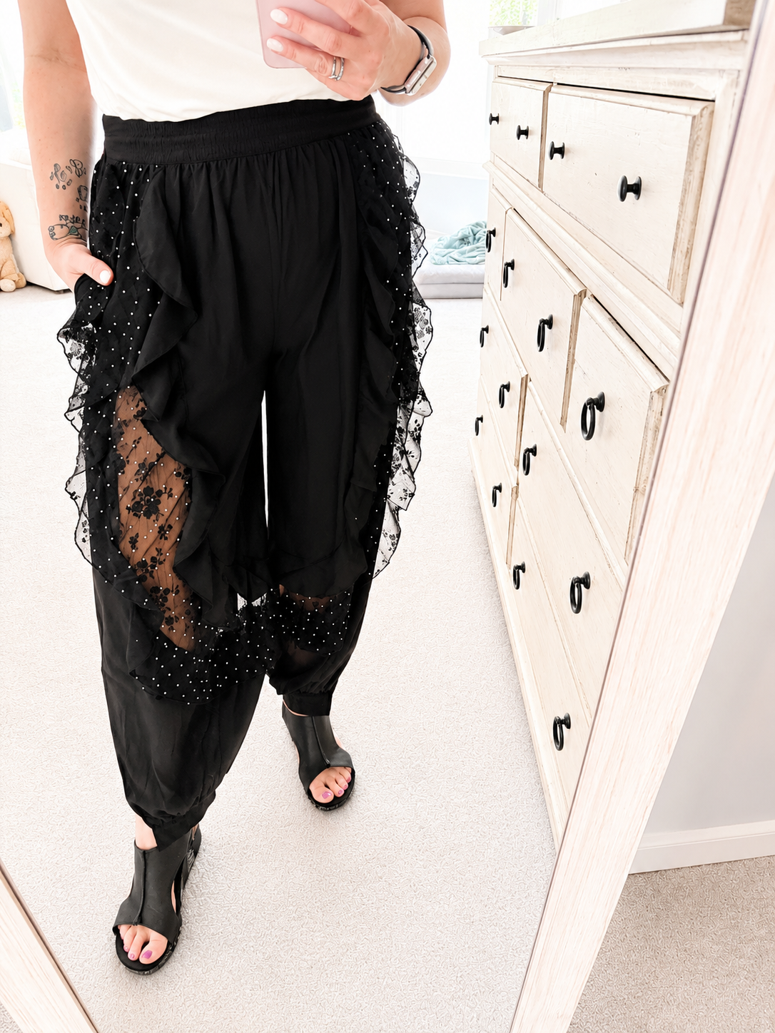 Lace, Ruffles and Stud Joggers