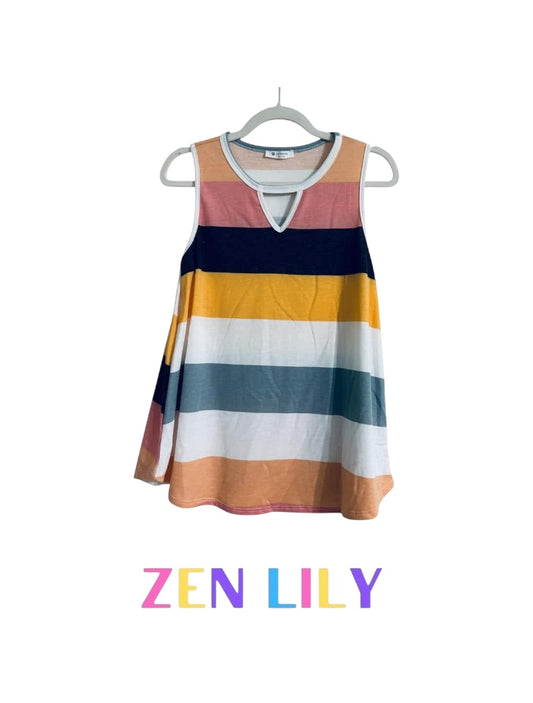 Color Block French Terry Keyhole Top