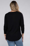 Plus Long Sleeve Round Neck Round Hem Top - 5 Color Options