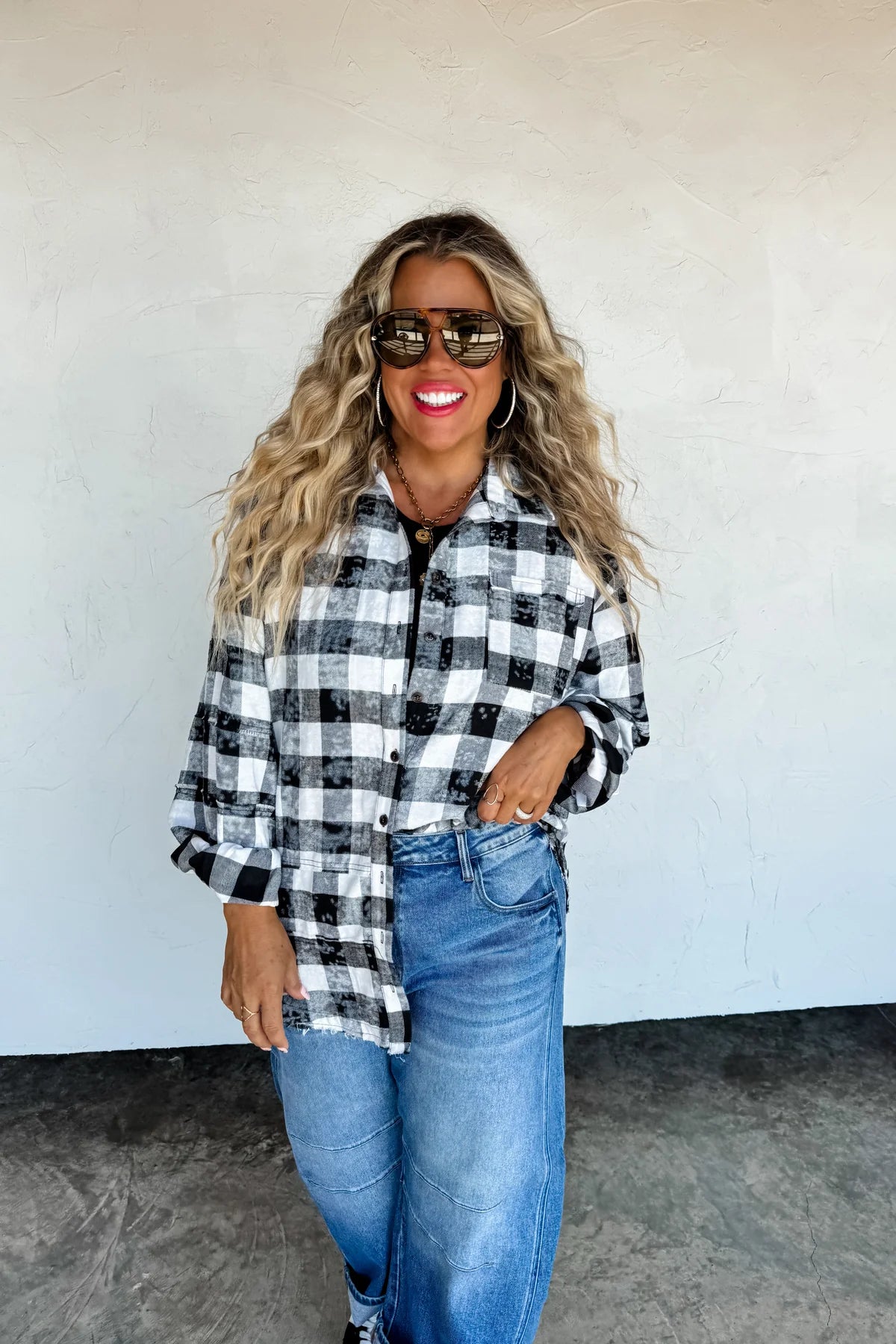 Preorder - Juniper Bleached Plaid Top