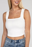 Cotton Square Neck Cropped Cami Top - 6 Color Options