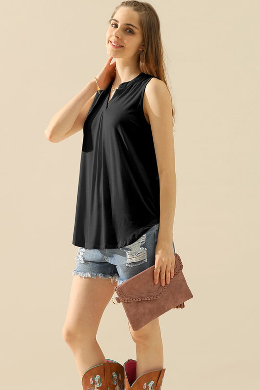 Ninexis Notched Sleeveless Top-multiple options