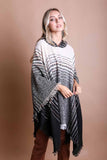 Herringbone Tweed Hooded Frayed Edge Poncho - Multiple Color Options