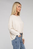 Washed Ribbed Dolman Sleeve Round Neck Top - 3 Color Options