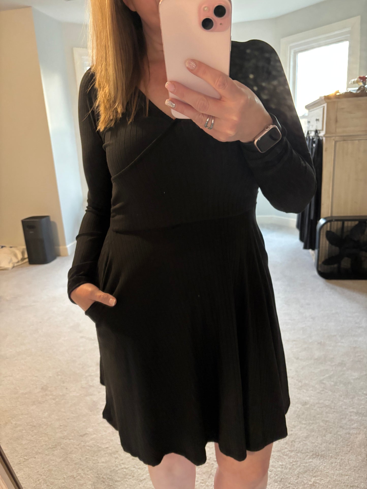 Faux Wrap Ribbed Dress