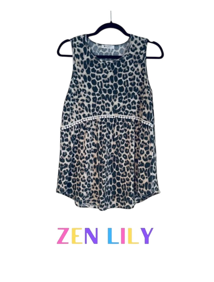 Waffle Knit Leopard Tank Top