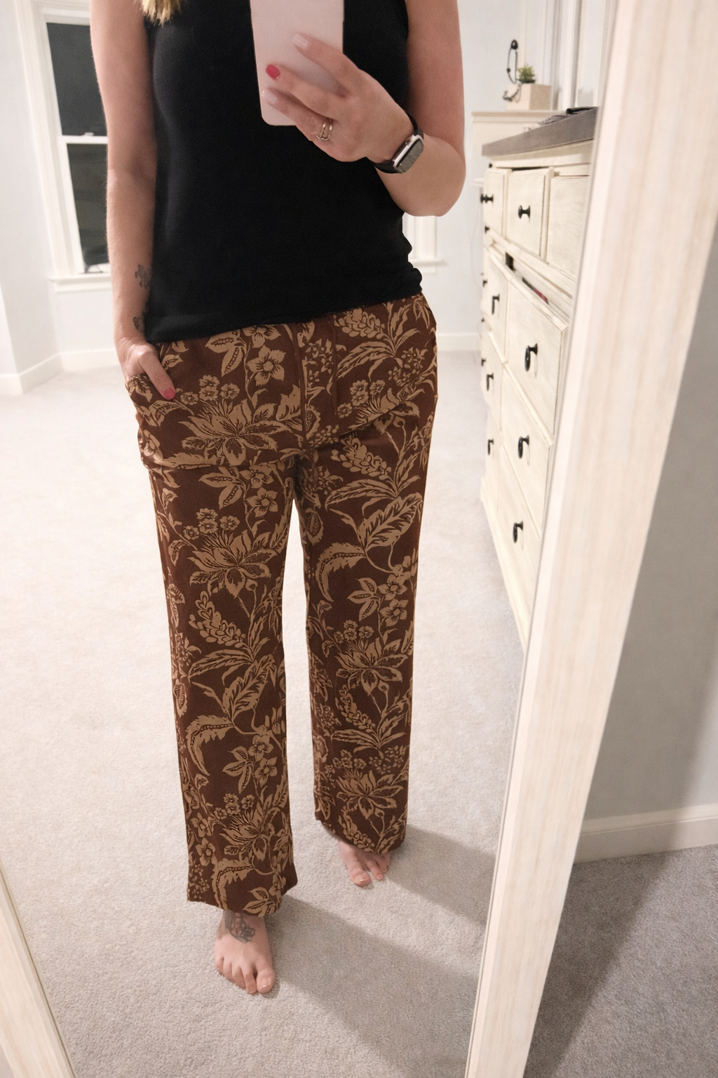 Floral Ribbed Pants