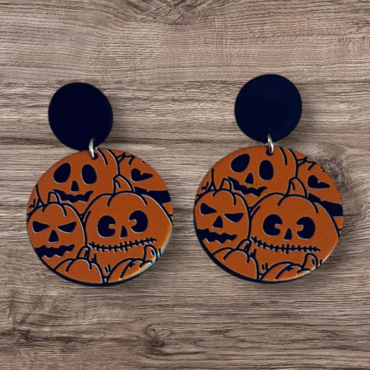 Pumpkin Face Round Earrings
