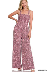 Leopard Smocked Jumpsuit