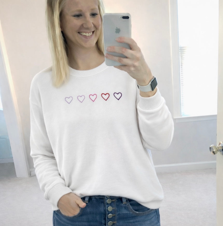 Heart Ribbed Embroidered Top