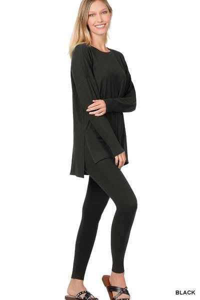 Long Sleeve Top With Side Slits & Leggings