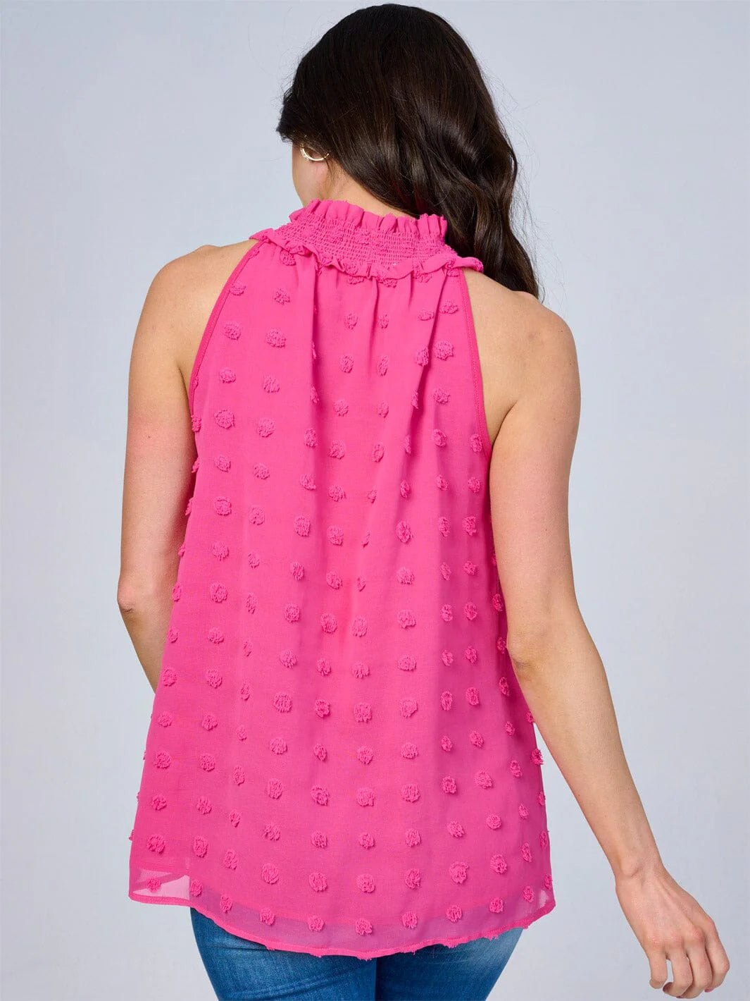 Swiss Dot Halter Top in Pink