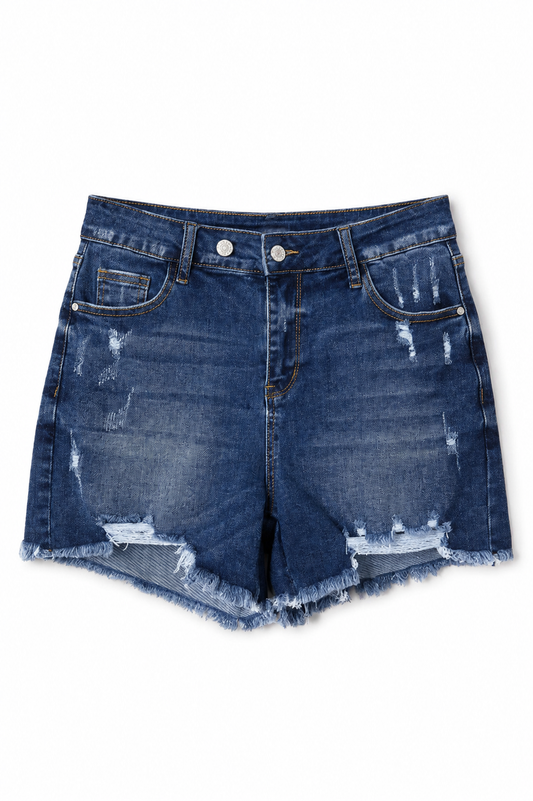 Dark Wash Distressed Shorts