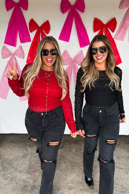 *Preorder-Long Sleeve Rosalie Lace Top-Multiple Options