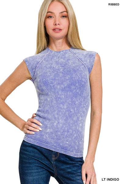 Stone Washed Ribbed Sleeveless Top