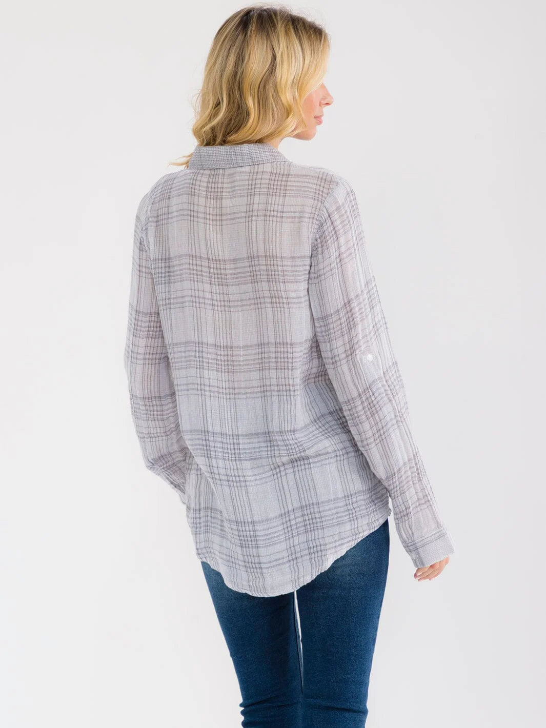 Plaid Pocket Button Up Top