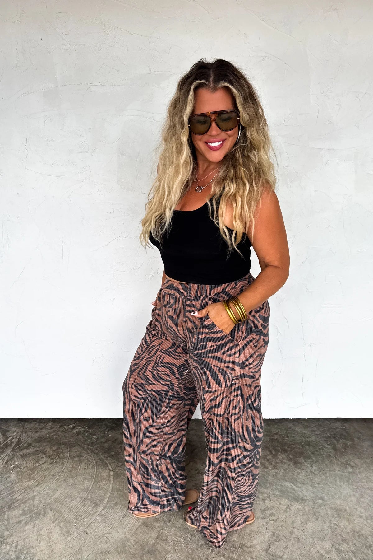 Preorder - Zebra Haddie Wide Leg Pants