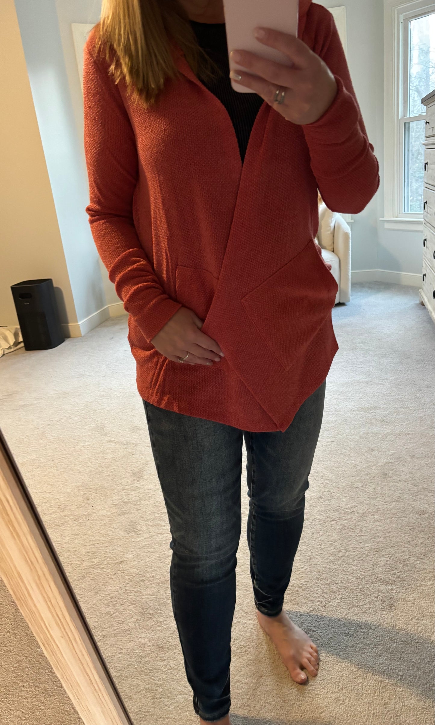 Soft Jacquard Hooded Cardigan