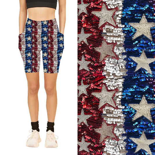 Glitter Patriot Bike Shorts