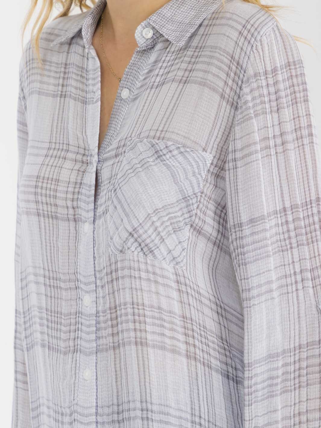 Plaid Pocket Button Up Top