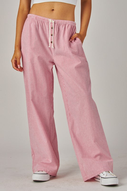 Striped Drawstring Boxer Pants