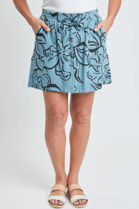 Pull On Drawstring Cargo Pocket Skort