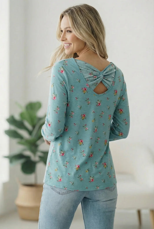 Floral Bow Back Top