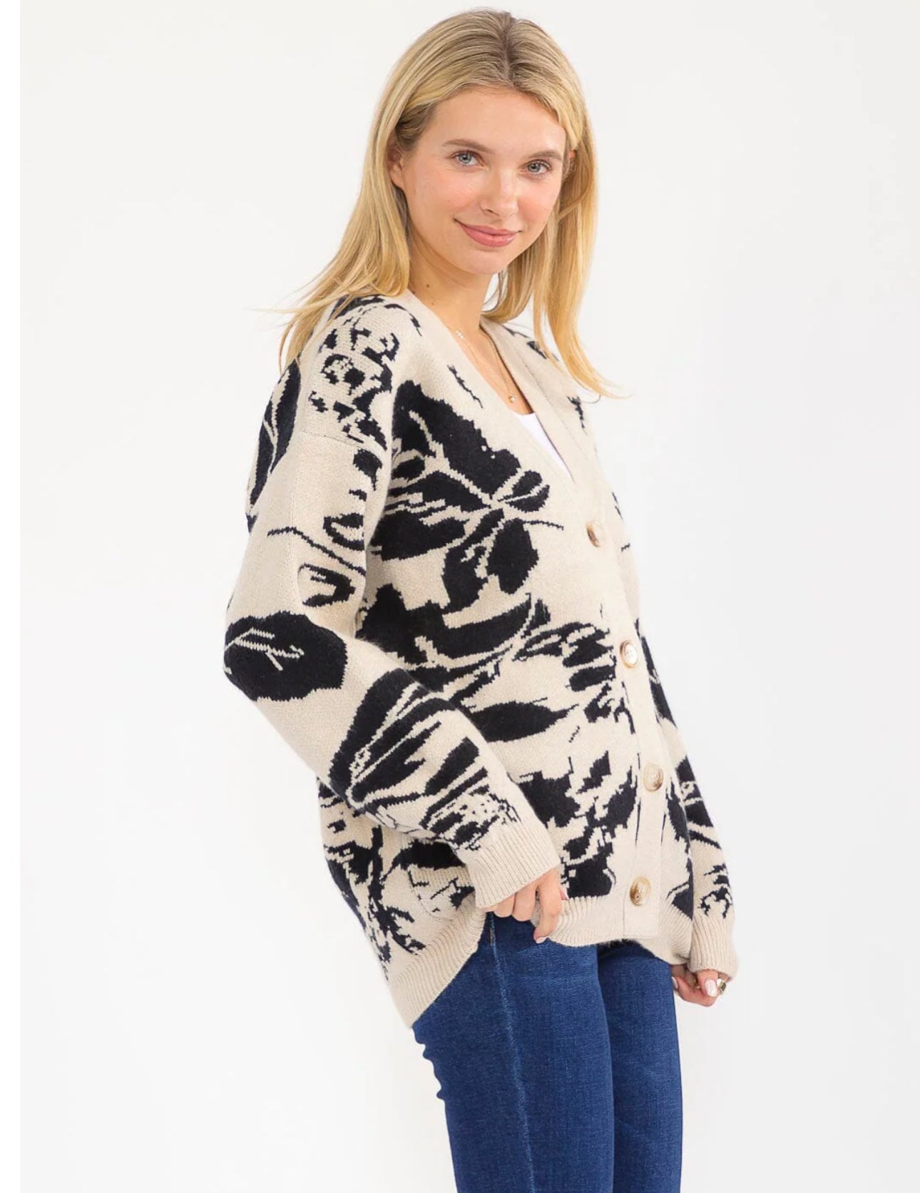 Button Up Multi Print Cardigan