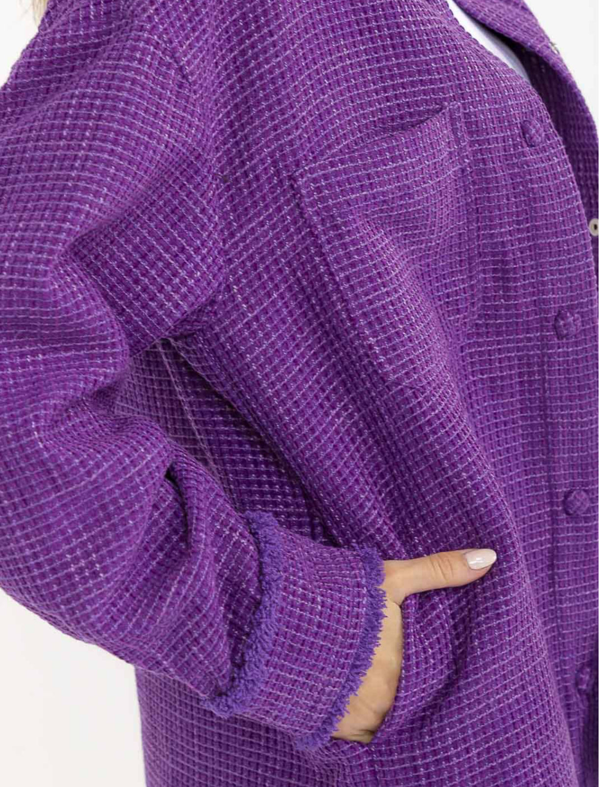 Button Frayed Hem Shacket - 2 Color Options