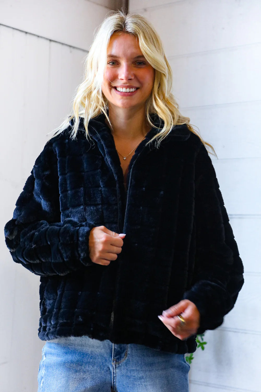 Checkered Fur Coat - 3 Options