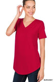 V Neck Round Hem Tee