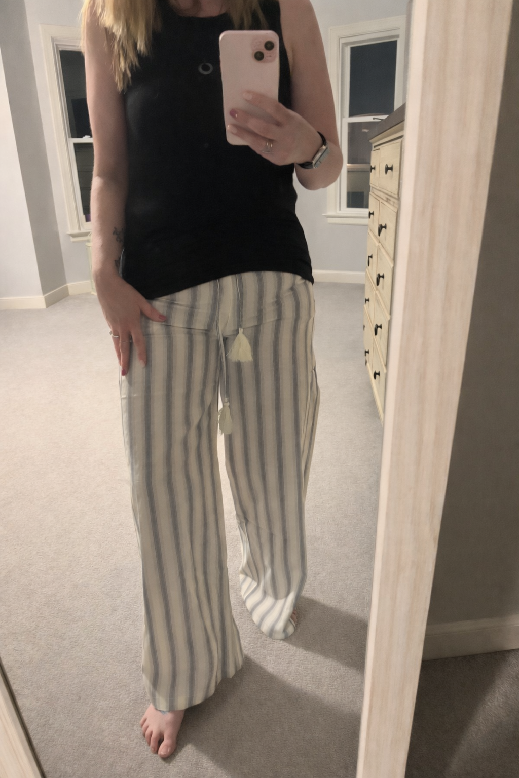 Celine Wide Leg Striped Tassel Pants