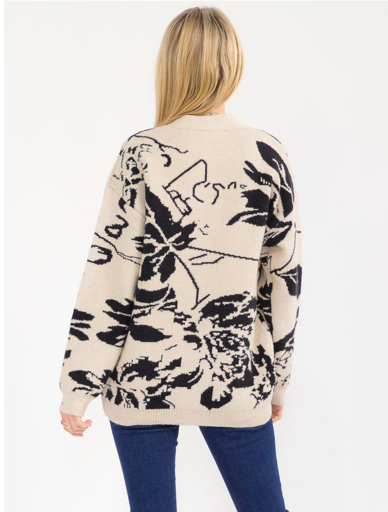 Button Up Multi Print Cardigan