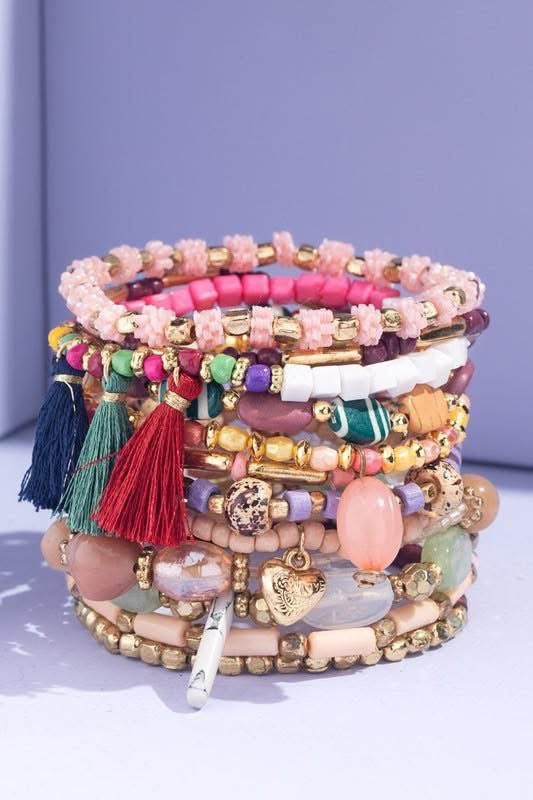 Multi Beaded Bracelet Stack