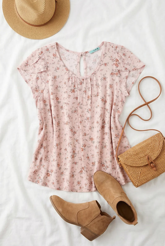 Floral Keyhole Top