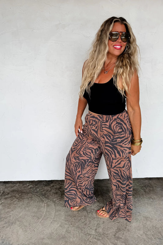 Preorder - Zebra Haddie Wide Leg Pants