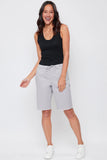 Elastic Waist Bermuda Shorts with Fray Hem - 2 Color Options