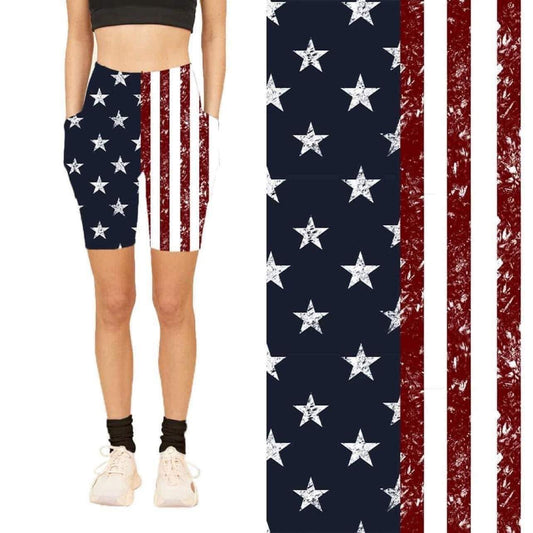 Kids Stars & Stripes Bike Shorts With Pockets