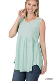 Zenana Sleeveless Trimmed Sleeveless Babydoll Top - 4 Color Options