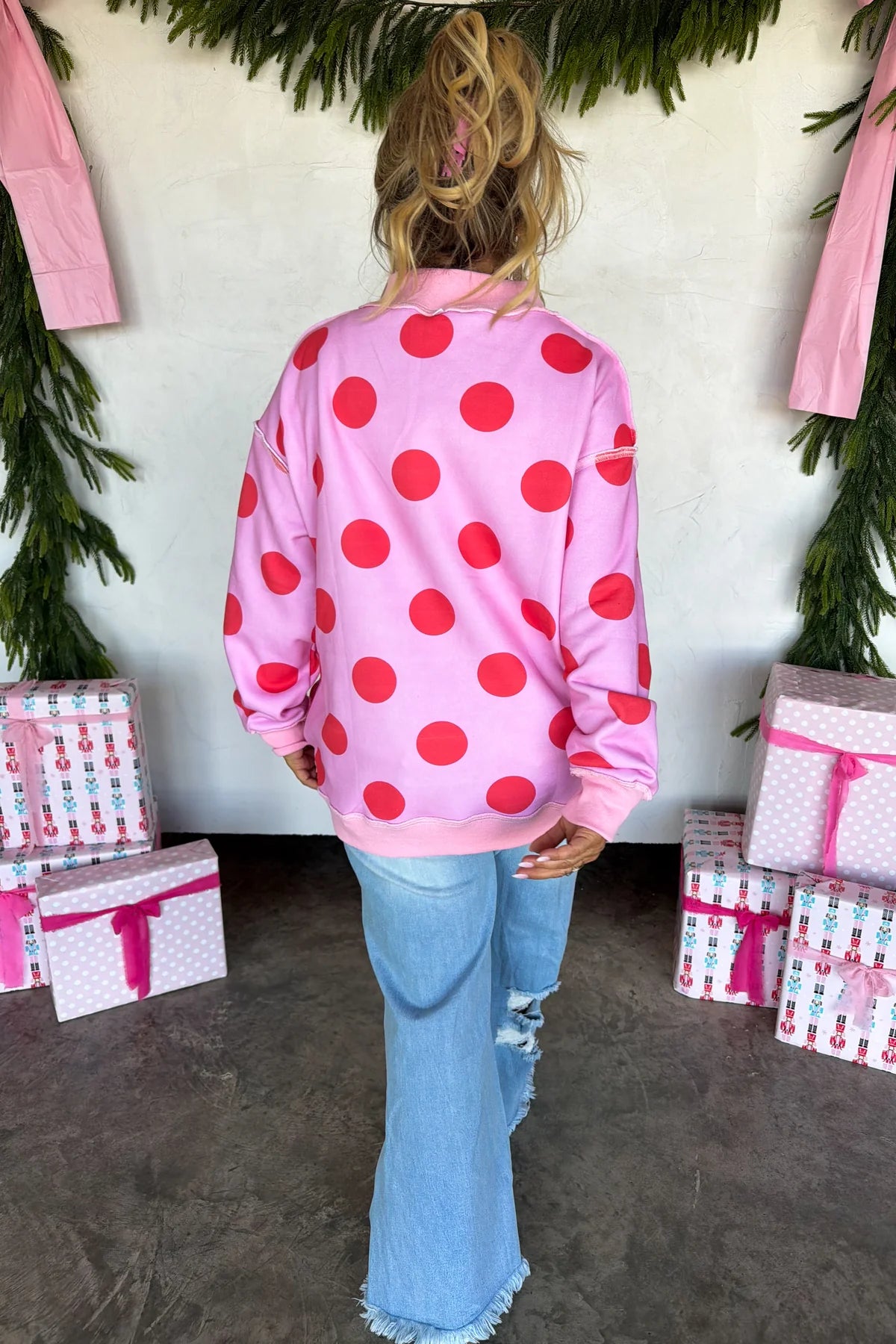 Peace & Polka Dot Mock Neck Pullover -3 Options