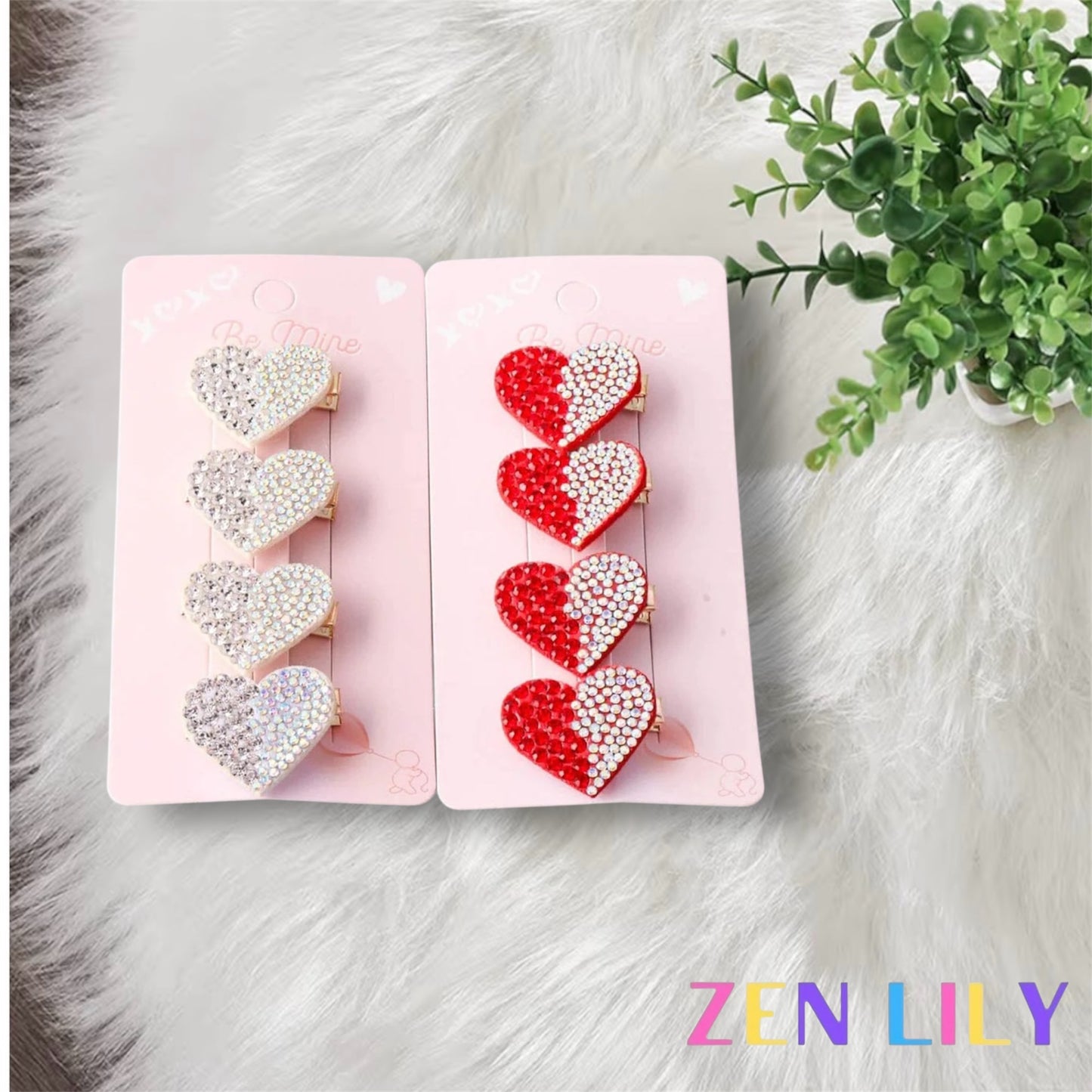 Heart Rhinestone Hair Clips
