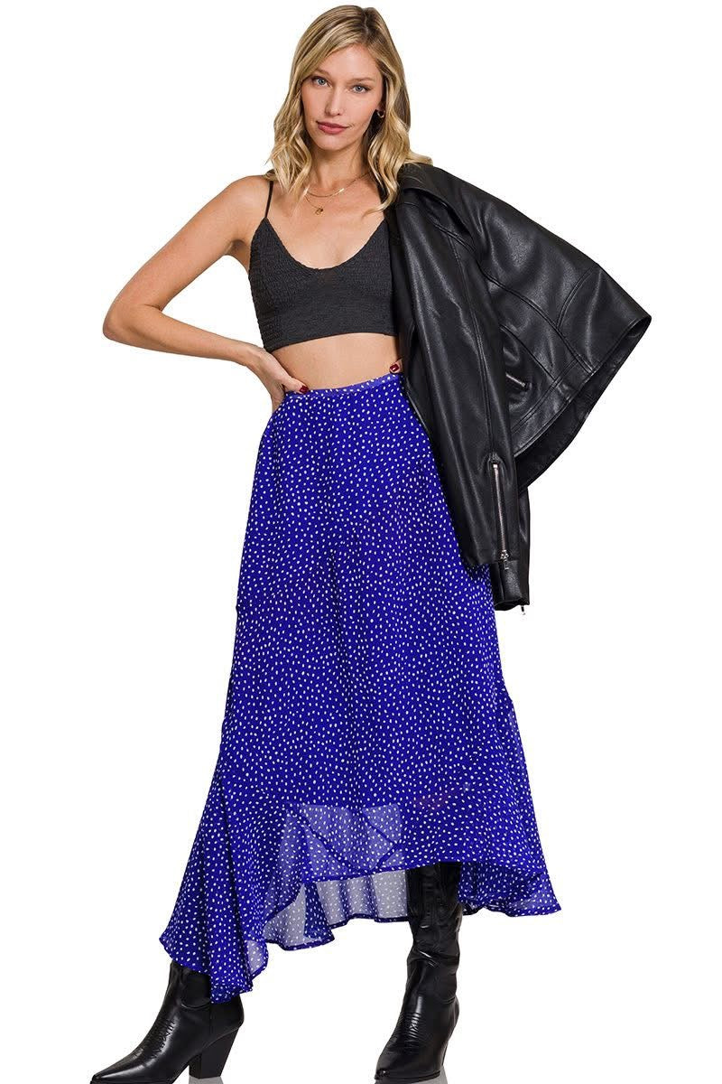 Polka Dot Elastic Waist Skirt - 2 Colors Available
