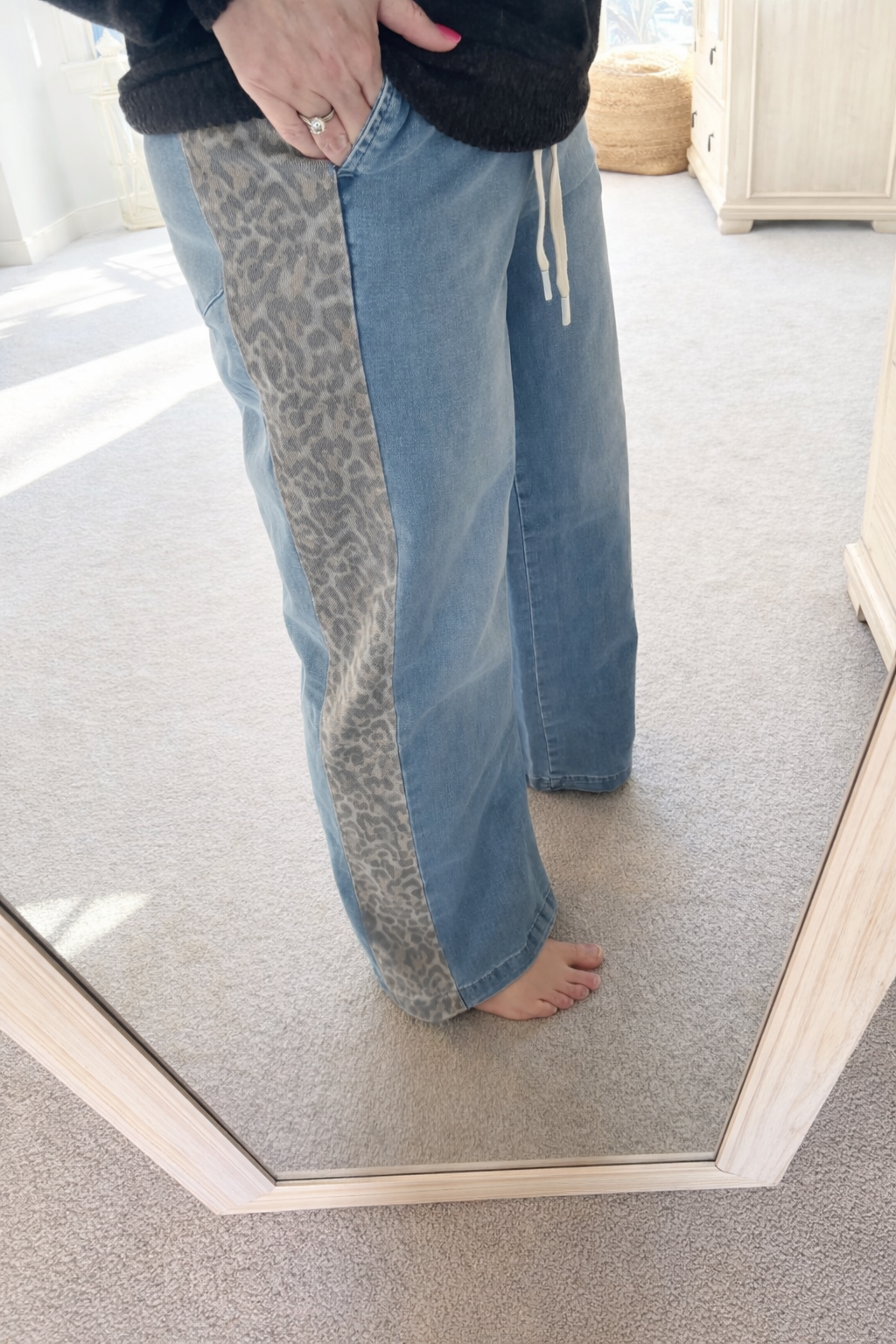 Leopard Side Panel Jeans