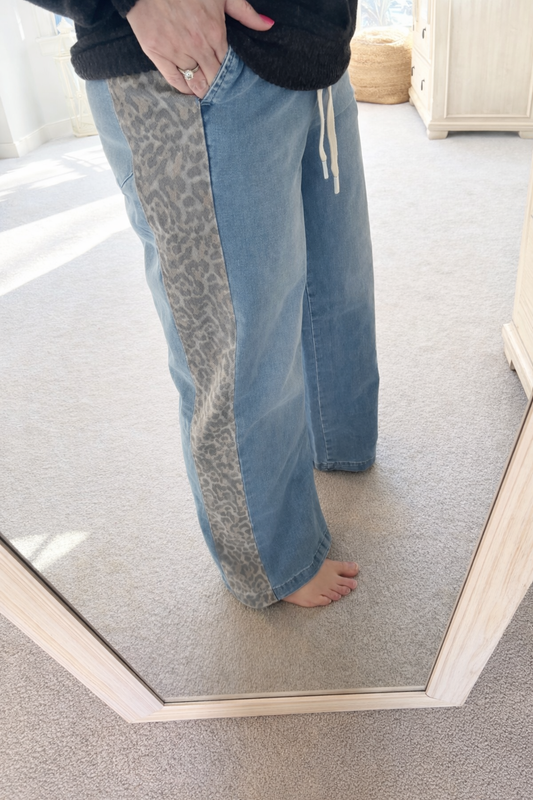 Leopard Side Panel Jeans
