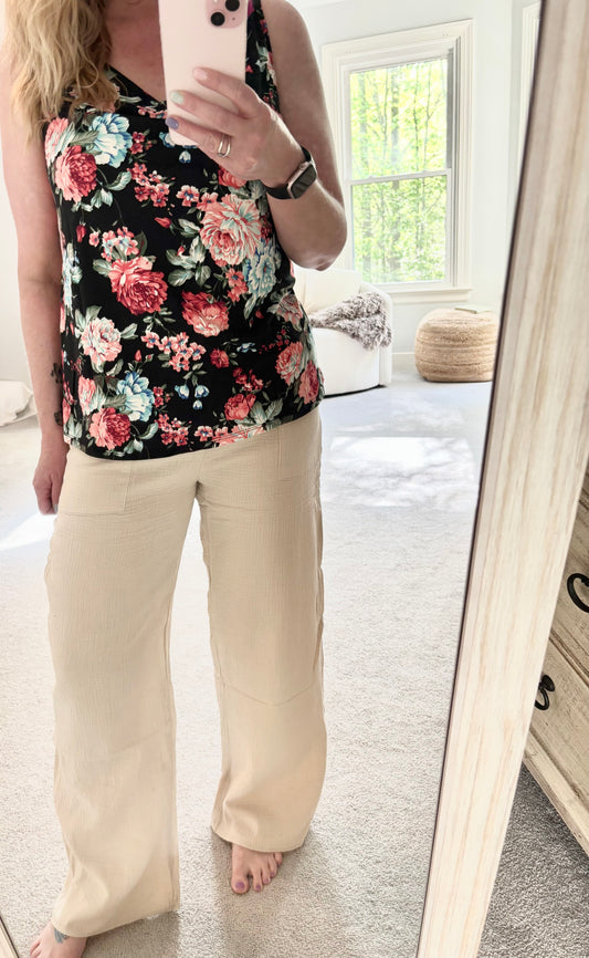 Elastic Waist Gauze Pants